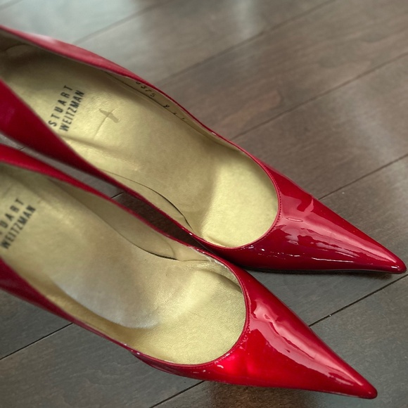 Stuart Weitzman Patent Leather Red Stilettos - Picture 1 of 7